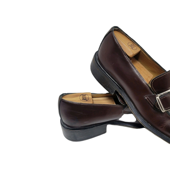 Coach Iverton Men\'s Leather Monk Strap Burgundy Dress Shoes #B0015 Size 9.5D